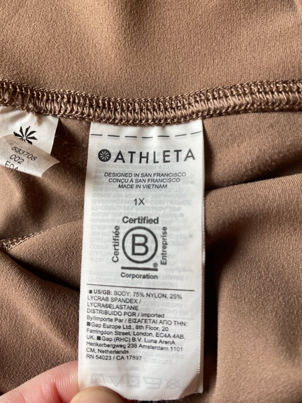 Athleta Transcend Stirrup Leggings 1X Brown High Rise Yoga Plus Size - Picture 2 of 7